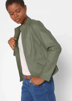 Damen bonprix Bekleidung·Hosen|Jacken & Mäntel|Lederimitat-Jacke aus reiner Viskose