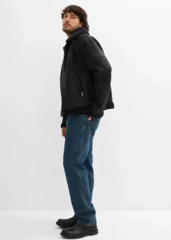 Clearance Lederimitat-Jacke mit Teddyfutter Herren Große Größen|Jacken & Mäntel