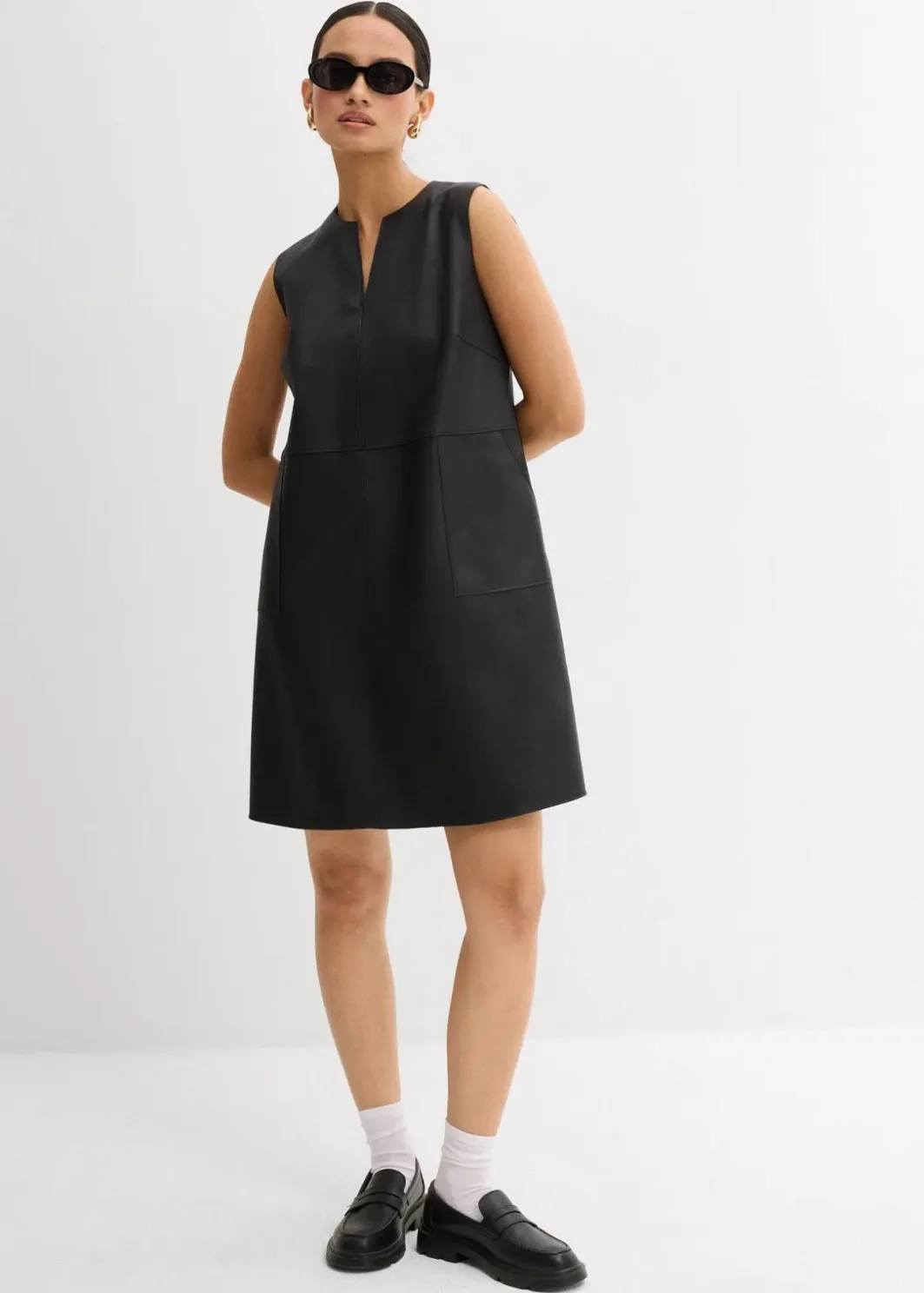 Outlet Lederimitat-Kleid Damen Kleider