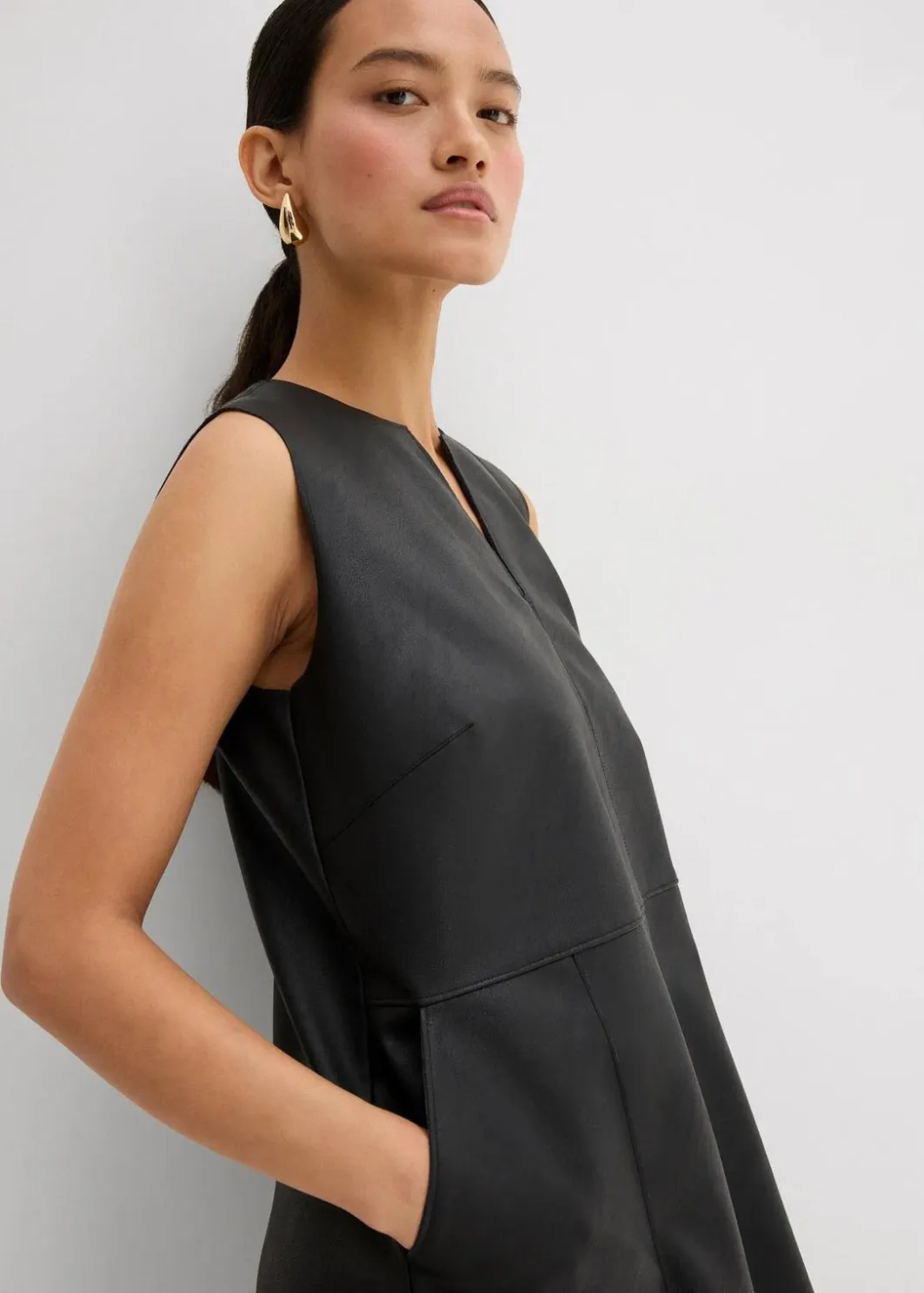 Outlet Lederimitat-Kleid Damen Kleider