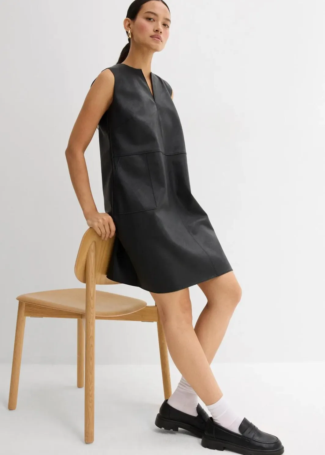 Outlet Lederimitat-Kleid Damen Kleider