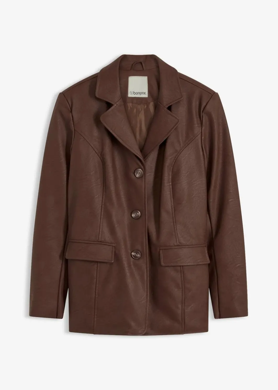 Sale Lederimitat-Longblazer Damen Bekleidung·Hosen|Jacken & Mäntel