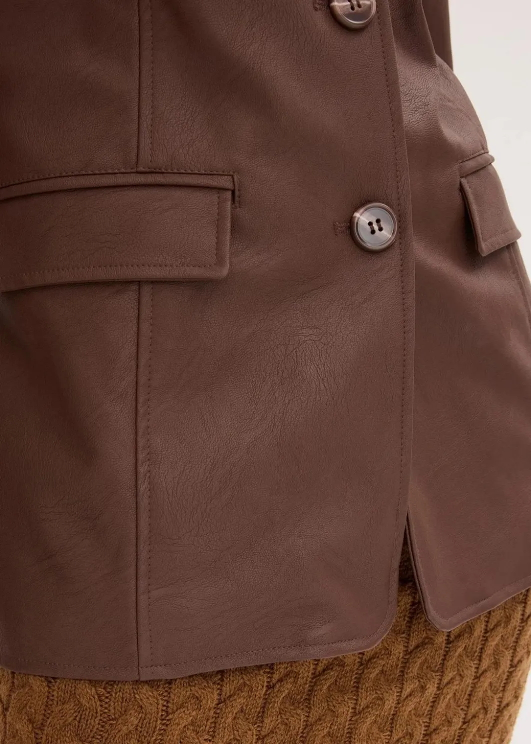 Sale Lederimitat-Longblazer Damen Bekleidung·Hosen|Jacken & Mäntel
