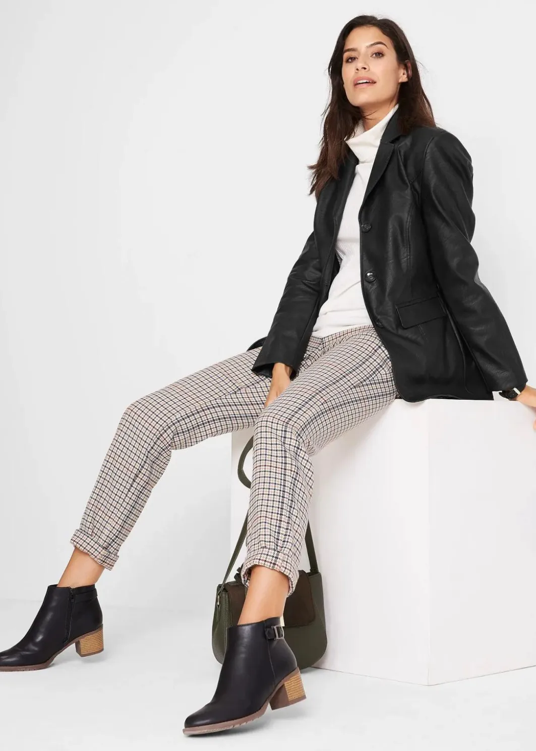 Damen bonprix Jacken & Mäntel|Bekleidung·Hosen|Lederimitat-Longblazer