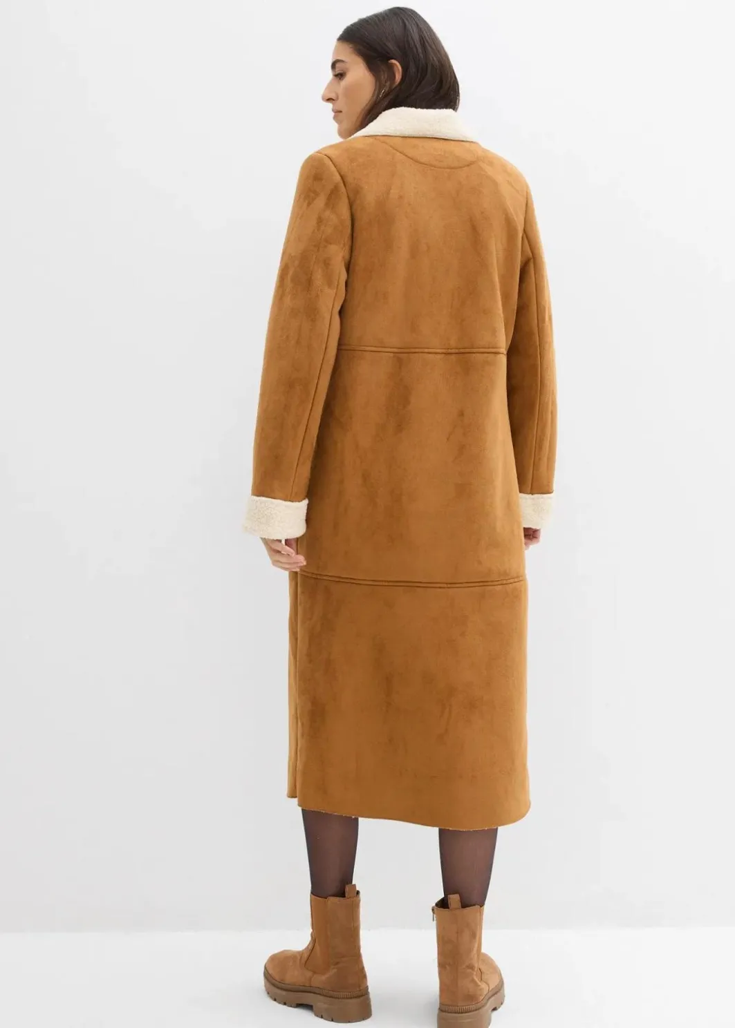 Lederimitat-Mantel mit Teddy warm gefüttert Damen Bekleidung·Hosen|Jacken & Mäntel