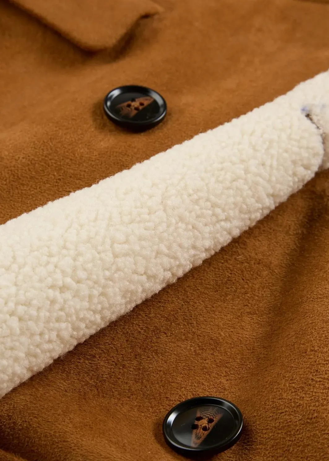 Lederimitat-Mantel mit Teddy warm gefüttert Damen Bekleidung·Hosen|Jacken & Mäntel