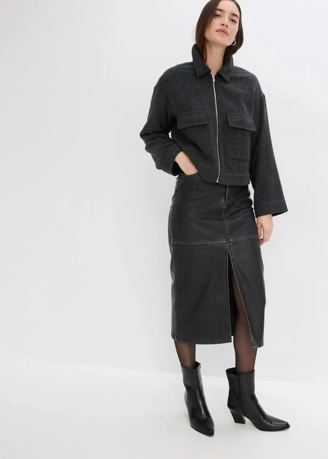 Damen bonprix Röcke|Bekleidung·Sportbekleidung|Lederimitat-Rock