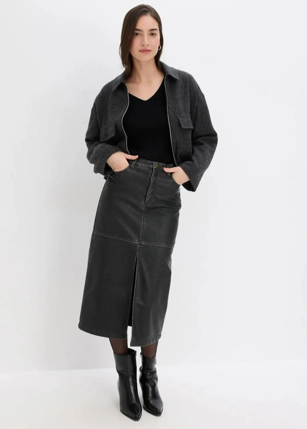 Damen bonprix Röcke|Bekleidung·Sportbekleidung|Lederimitat-Rock