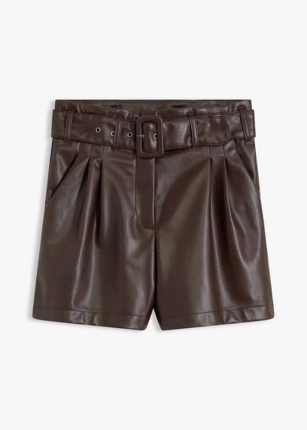 Sale Lederimitat-Shorts mit Gürtel Damen Hosen|Shorts