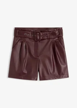Online Lederimitat-Shorts mit Gürtel Damen Bekleidung·Outdoorbekleidung|Bekleidung·Kleider