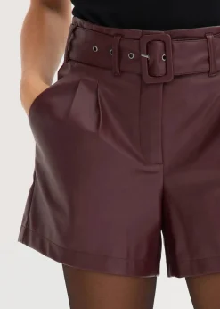 Online Lederimitat-Shorts mit Gürtel Damen Bekleidung·Outdoorbekleidung|Bekleidung·Kleider