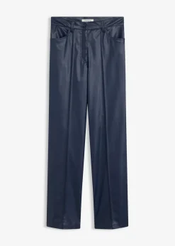 Damen bonprix Bekleidung·Kleider|Hosen|Lederimitat-straight Leg Hose mit Biese