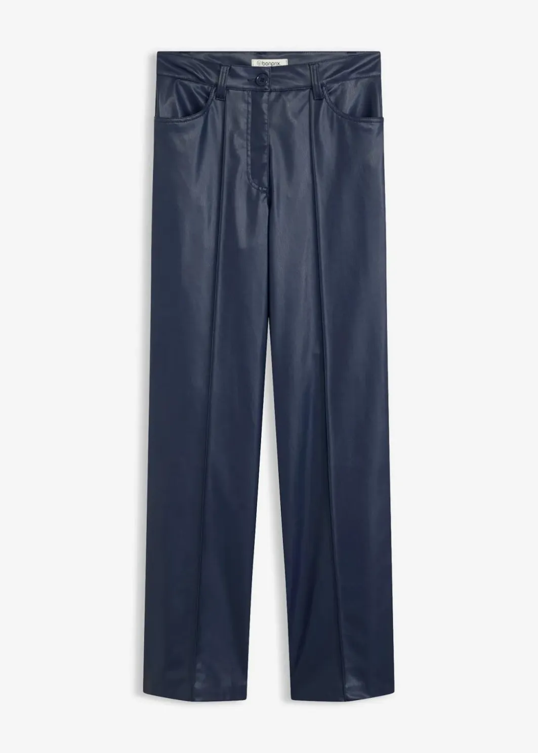 Damen bonprix Bekleidung·Kleider|Hosen|Lederimitat-straight Leg Hose mit Biese
