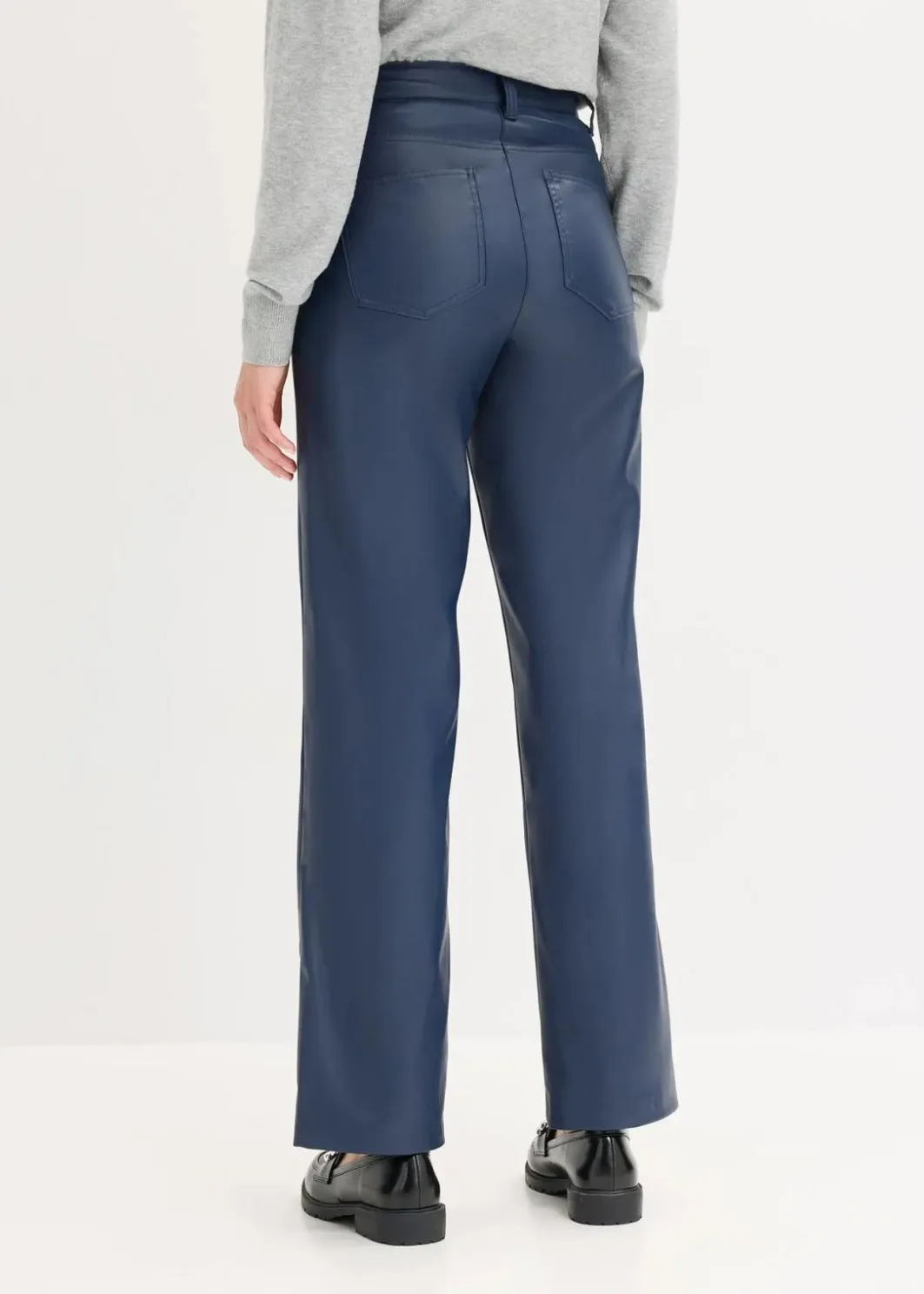 Damen bonprix Bekleidung·Kleider|Hosen|Lederimitat-straight Leg Hose mit Biese