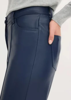 Damen bonprix Bekleidung·Kleider|Hosen|Lederimitat-straight Leg Hose mit Biese