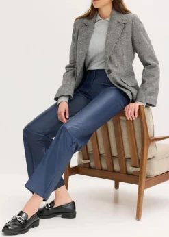 Damen bonprix Bekleidung·Kleider|Hosen|Lederimitat-straight Leg Hose mit Biese