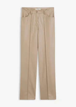 Outlet Lederimitat-straight Leg Hose mit Biese Damen Hosen|Bekleidung·Kleider