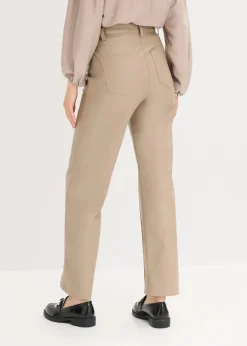 Outlet Lederimitat-straight Leg Hose mit Biese Damen Hosen|Bekleidung·Kleider