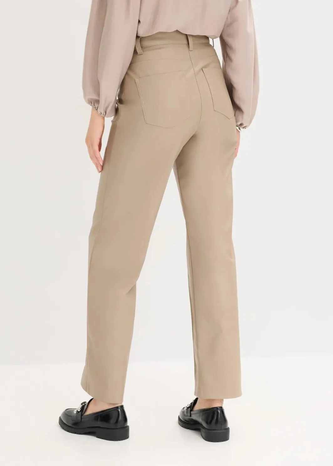 Outlet Lederimitat-straight Leg Hose mit Biese Damen Hosen|Bekleidung·Kleider
