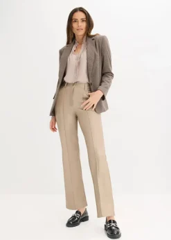 Outlet Lederimitat-straight Leg Hose mit Biese Damen Hosen|Bekleidung·Kleider