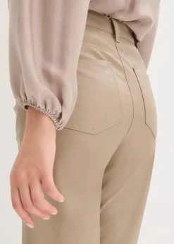 Outlet Lederimitat-straight Leg Hose mit Biese Damen Hosen|Bekleidung·Kleider
