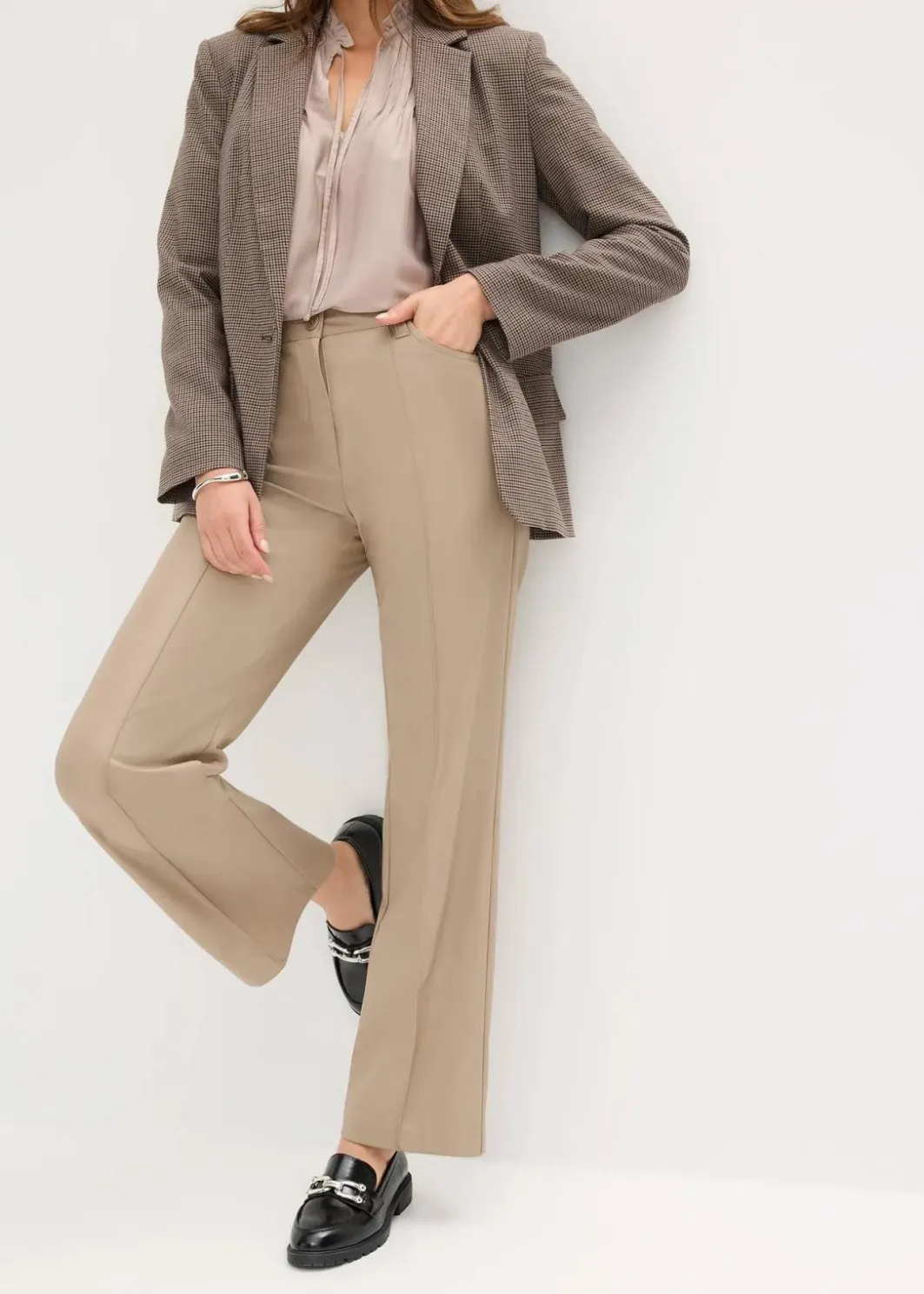 Outlet Lederimitat-straight Leg Hose mit Biese Damen Hosen|Bekleidung·Kleider