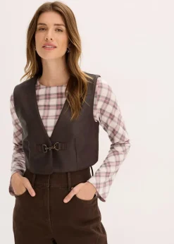 Best Lederimitat-Weste im Used-Look Damen Jacken & Mäntel