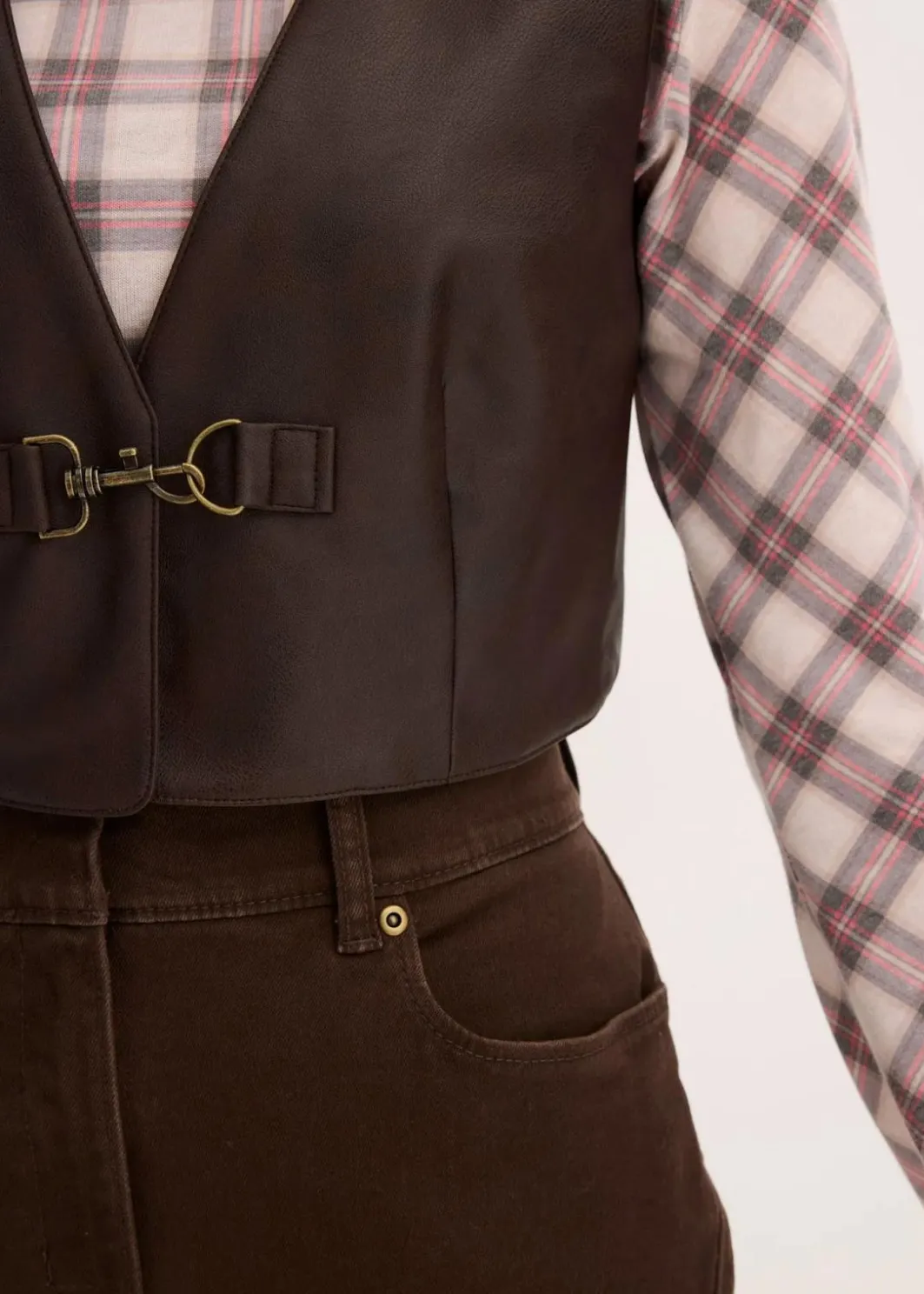 Best Lederimitat-Weste im Used-Look Damen Jacken & Mäntel