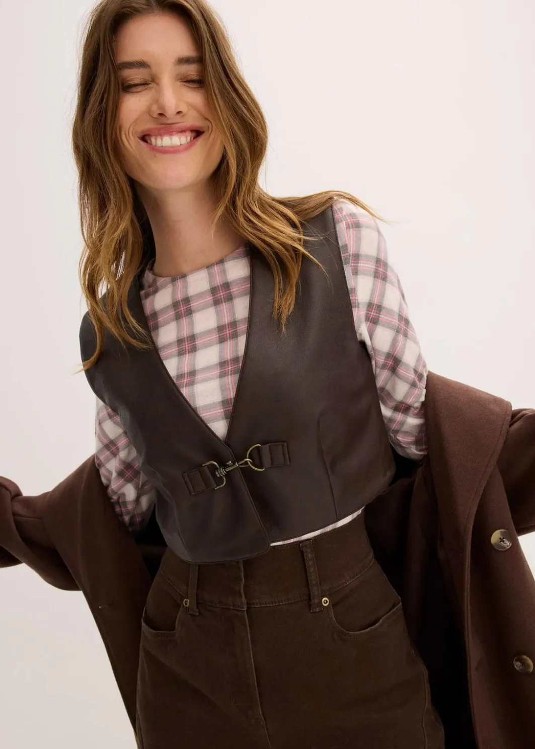 Best Lederimitat-Weste im Used-Look Damen Jacken & Mäntel