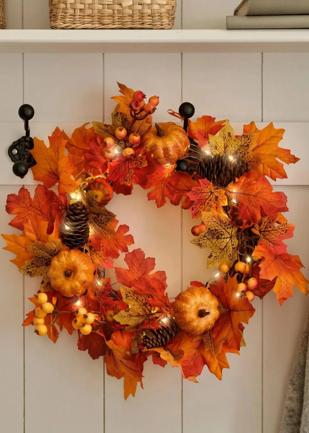 bonprix Wohnaccessoires|LED-Hängedeko Türkranz mit Herbstdeko