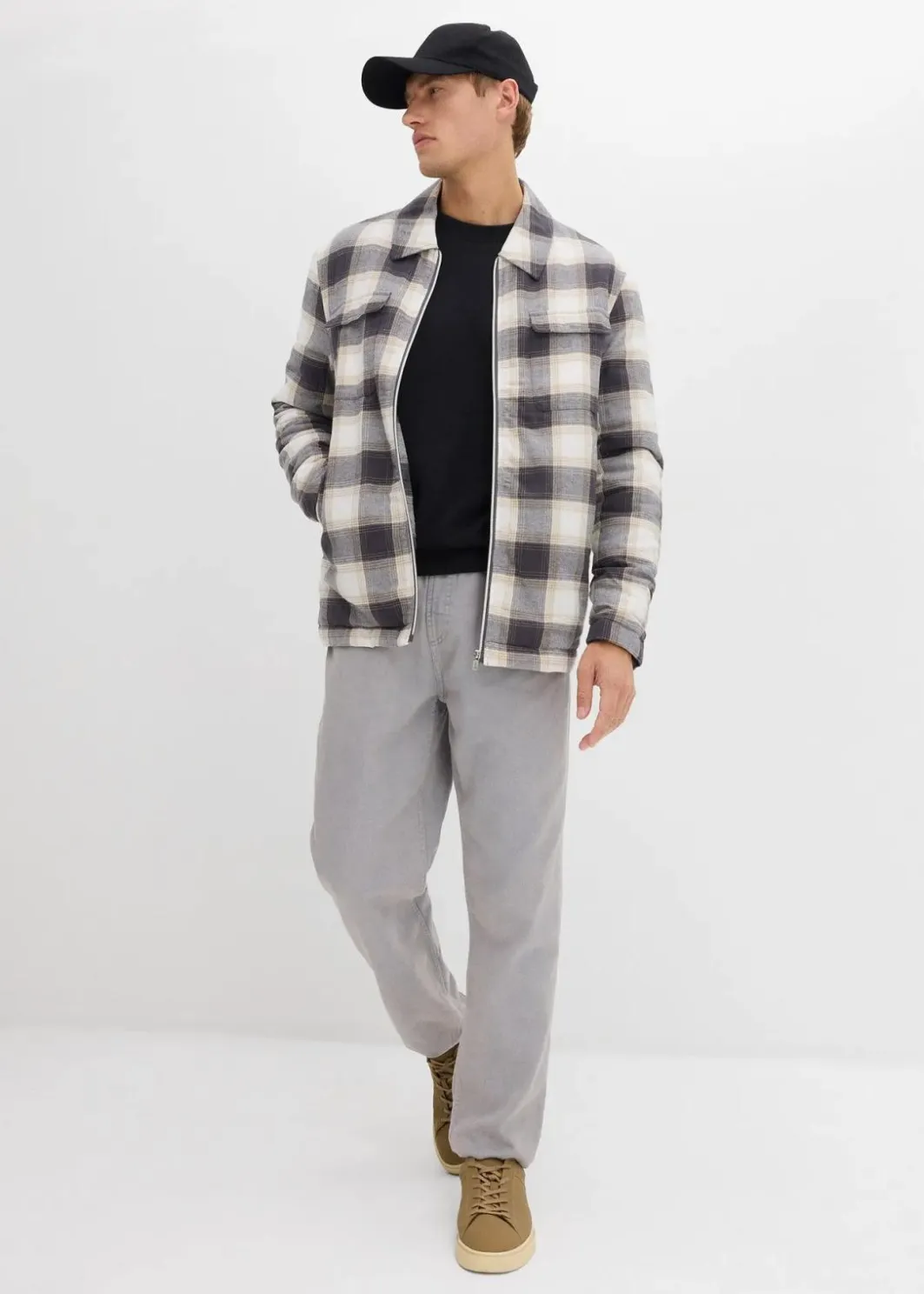 Herren bonprix Große Größen|Jacken & Mäntel|Leicht gefütterte Flanell-Hemdjacke