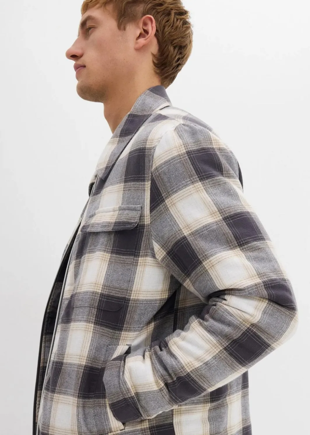Herren bonprix Große Größen|Jacken & Mäntel|Leicht gefütterte Flanell-Hemdjacke