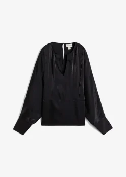 Online Leicht glänzendes Blusenshirt aus Viskose-Mix Damen Bekleidung·Jacken & Mäntel|Blusen & Tuniken