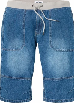Herren bonprix Große Größen|Shorts|Leichte Long Schlupf-Jeans-Bermuda mit Komfortbund, Relaxed Fit