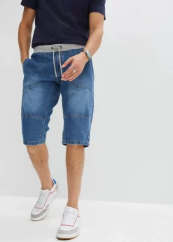Herren bonprix Große Größen|Shorts|Leichte Long Schlupf-Jeans-Bermuda mit Komfortbund, Relaxed Fit