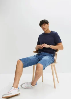 Herren bonprix Große Größen|Shorts|Leichte Long Schlupf-Jeans-Bermuda mit Komfortbund, Relaxed Fit