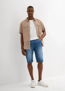 Leichte Long-Sweatjeans-Bermuda, Regular Fit Herren Große Größen|Shorts