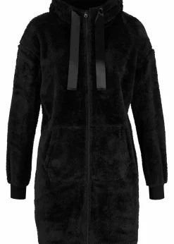 Best Leichte Loungewear Kuschel-Long-Fleecejacke mit Kapuze Damen Wäsche·Homewear|Bekleidung·Strickmode