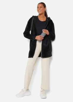 Best Leichte Loungewear Kuschel-Long-Fleecejacke mit Kapuze Damen Wäsche·Homewear|Bekleidung·Strickmode