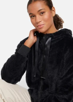 Best Leichte Loungewear Kuschel-Long-Fleecejacke mit Kapuze Damen Wäsche·Homewear|Bekleidung·Strickmode