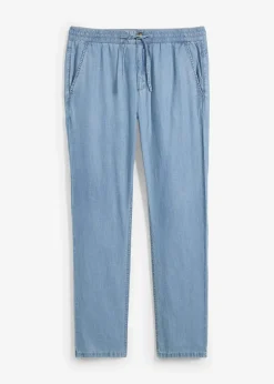 Herren bonprix Große Größen|Jeans|Leichte Regular Fit Schlupfjeans aus luftigem Leinen-Mix, Straight