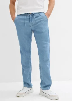Herren bonprix Große Größen|Jeans|Leichte Regular Fit Schlupfjeans aus luftigem Leinen-Mix, Straight
