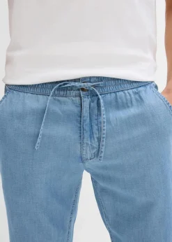 Herren bonprix Große Größen|Jeans|Leichte Regular Fit Schlupfjeans aus luftigem Leinen-Mix, Straight