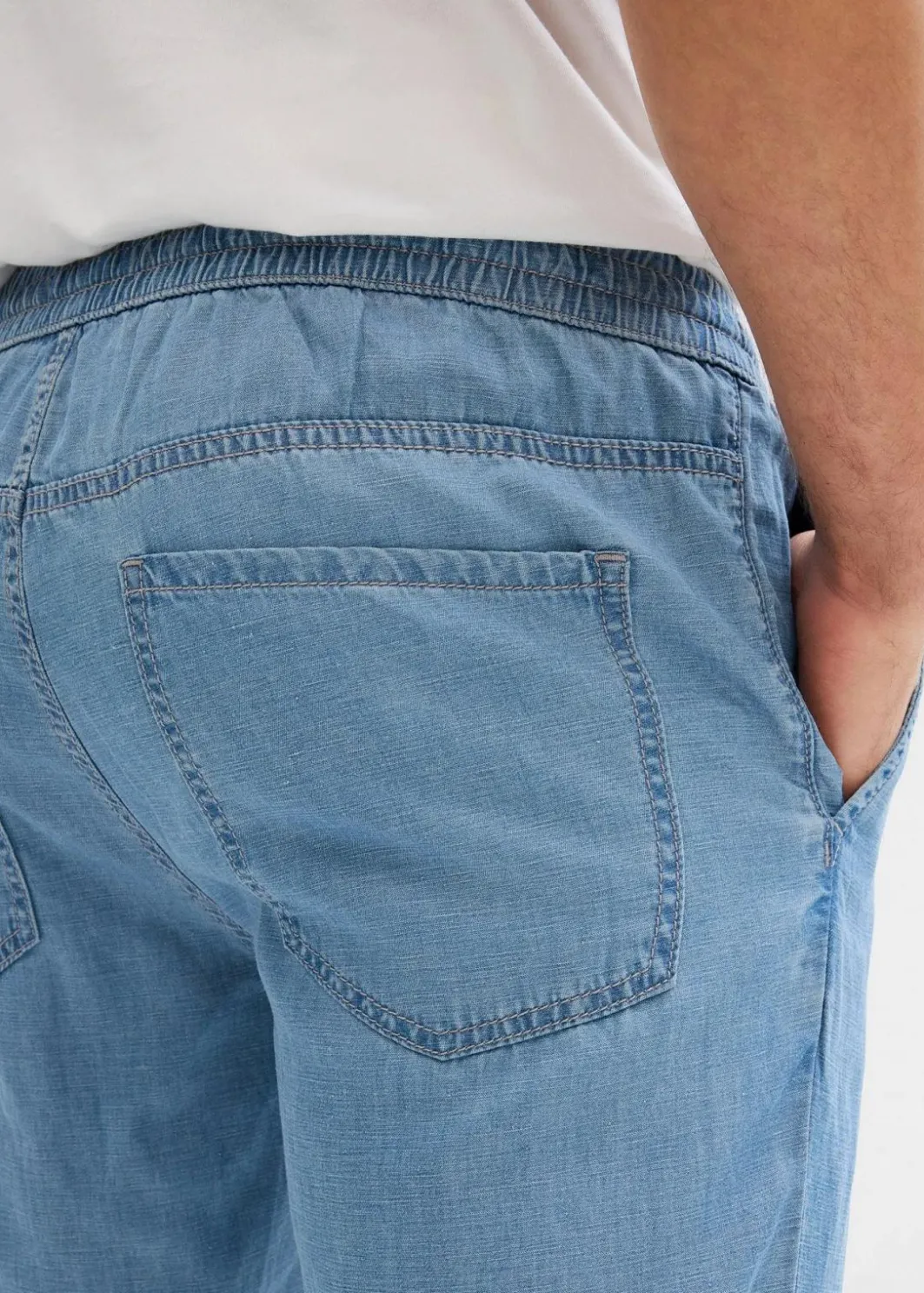 Herren bonprix Große Größen|Jeans|Leichte Regular Fit Schlupfjeans aus luftigem Leinen-Mix, Straight