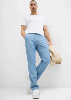 Herren bonprix Große Größen|Jeans|Leichte Regular Fit Schlupfjeans aus luftigem Leinen-Mix, Straight