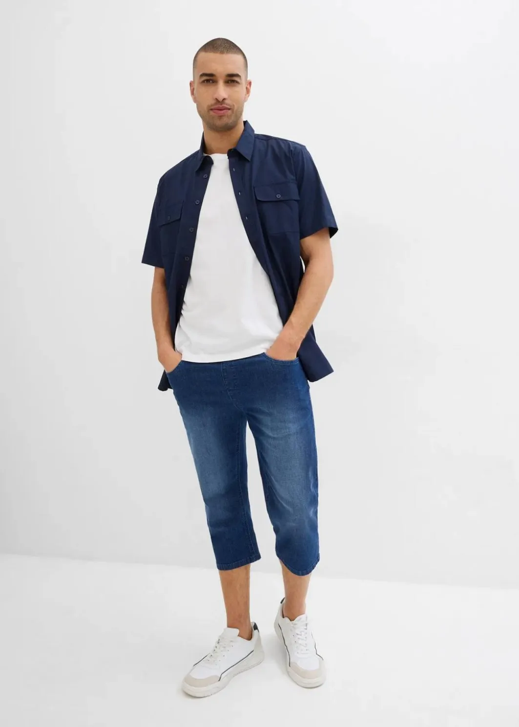 Discount Leichte Regular Fit Schlupf-3/4-Stretch-Jeans, Straight (2er Pack) Herren Jeans|Große Größen