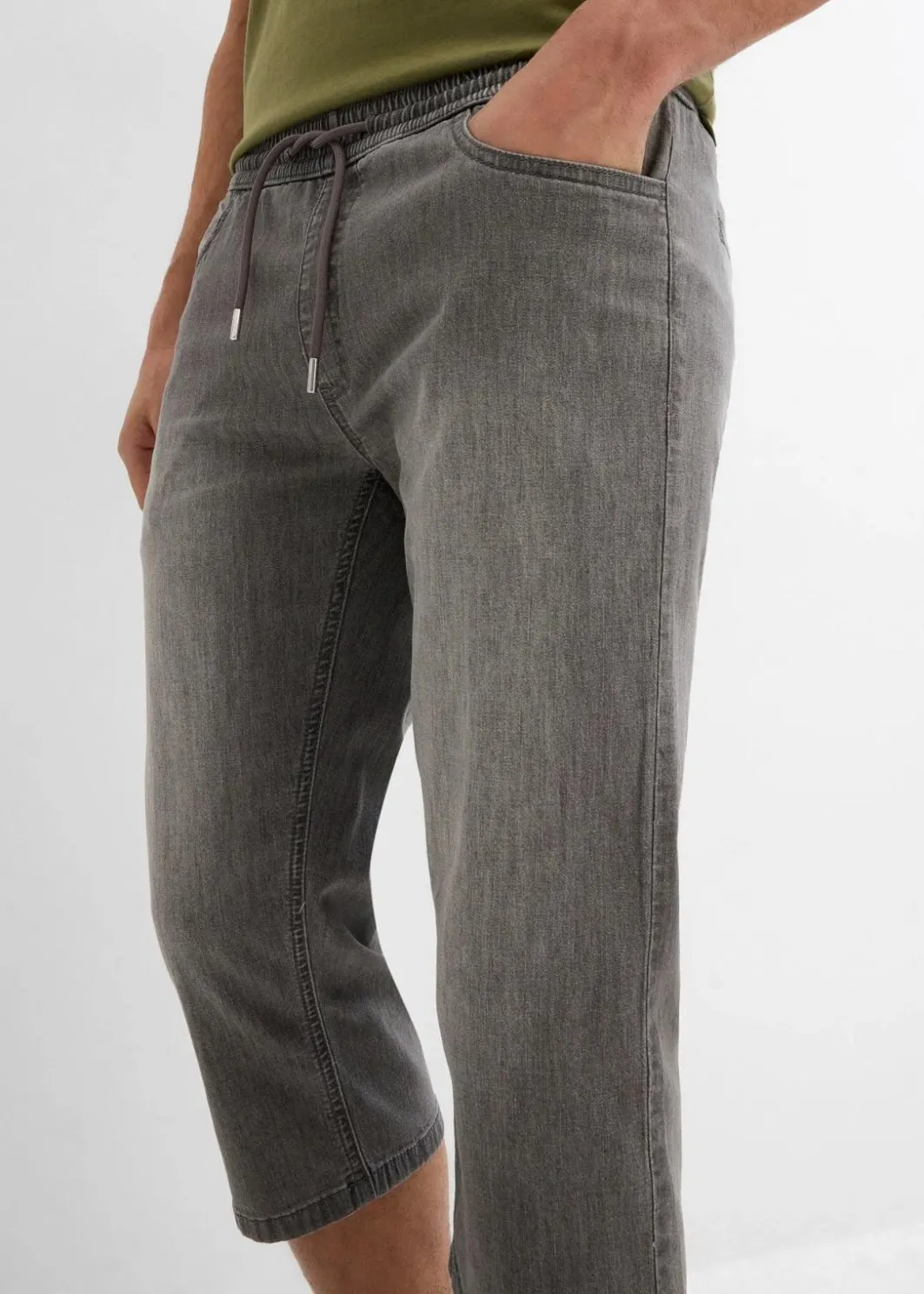 Herren bonprix Große Größen|Jeans|Leichte Regular Fit Schlupf-3/4-Stretch-Jeans, Straight (2er Pack)