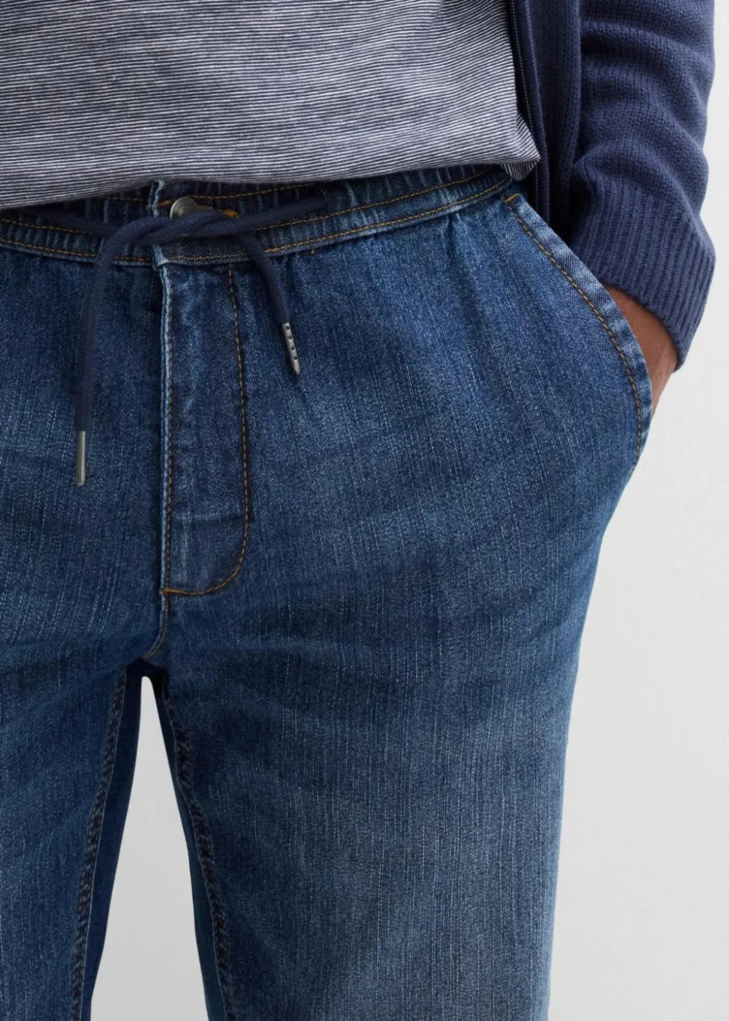 Clearance Leichte Regular Fit Stretch-Schlupfjeans mit Komfortbund, Straight Herren Große Größen|Jeans