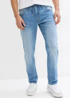 Herren bonprix Große Größen|Jeans|Leichte Regular Fit Stretch-Jeans mit elastischem Bund, Straight (2er Pack)