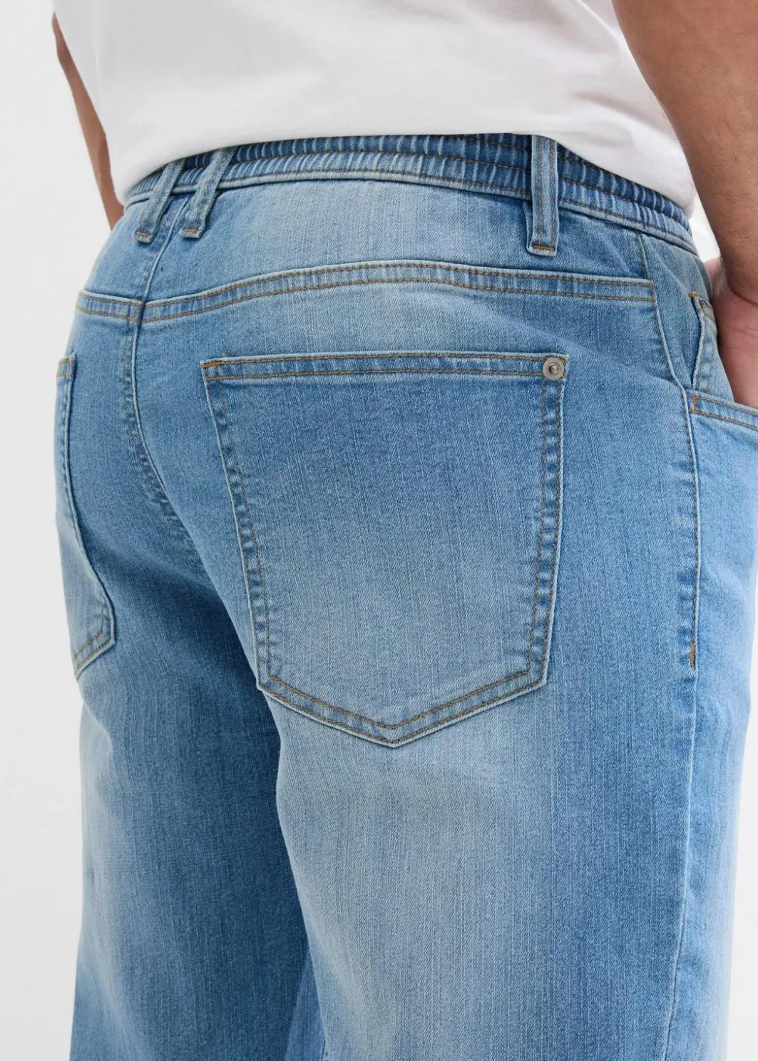 Herren bonprix Große Größen|Jeans|Leichte Regular Fit Stretch-Jeans mit elastischem Bund, Straight (2er Pack)